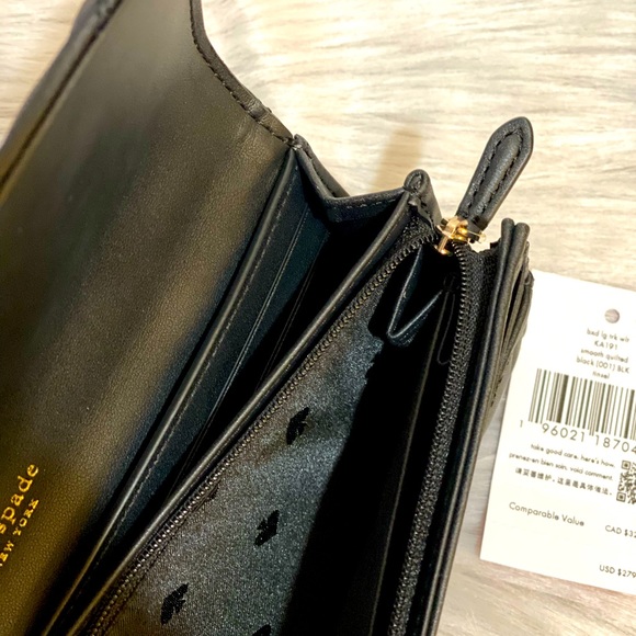 Kate Spade Black Smooth Quilted Large Turn Lock Wallet - Picture 4 of 11